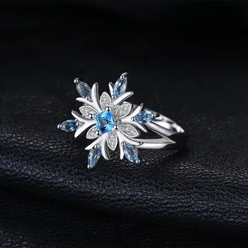 2019 Snowflower Obliko Cirkon Modra Zaročni Prstan za Ženske z Bleščečimi Kristali, Poročni Prstani, Nakit Darilo Anillos