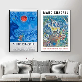 Marc Chagall Wall Art Platno, Tisk Abstraktnega Slikarstva Grafična Razstava Plakatov in Fotografij Stenske Slike za Dnevna Soba Dekor