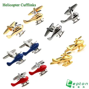 Lepton Moda Helikopter styling zapestne gumbe za moške zapestne gumbe, 5 Barv letalo cufflink za moške darila manšetni brezplačna dostava