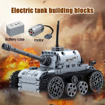 378pcs Mestu Vojaške Električni Motor Rezervoar za Gradnjo Blokov, Tehnične Tank Vojak Vojske, Opeke Igrače Za Otroke Darila