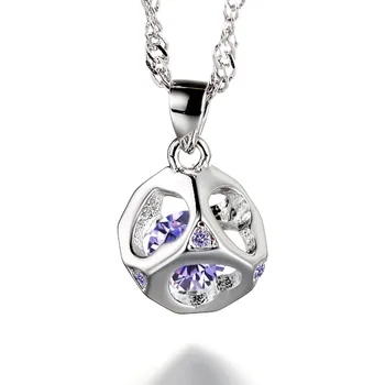 925 sterling srebro kvadratni ljubezen srce sijoče kristalni obesek ogrlice za ženske, nakit, darilo za rojstni dan na debelo