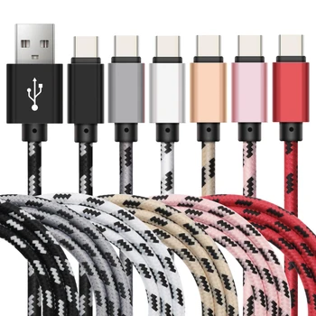 100 kozarcev/veliko 3ft Tip C Pleteni Micro USB Kabel Polnilnika Močne Tkanine za Sinhronizacijo Podatkov, Vodi Telefon Opremo Snope Kabel za Polnjenje