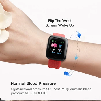116 Pametno Gledati Srčni utrip Fitnes Tracker Ure Moški Ženske Krvni Tlak Monitor Nepremočljiva Šport Smartwatch Za Android IOS