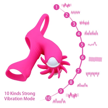 IKOKY Penis z vibriranjem Obroč Spola Igrače, za Pare, Oralni Seks Lizanje Vibrator Vrtenja Jezika Silikonski Klitoris Stimulator