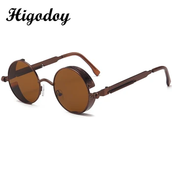 Higodoy Retro Okrogla Kovinska sončna Očala Moški Letnik Vzmetne Noge Steampunk sončna Očala za Ženske Buljiti Uv400 Dame sončna Očala Gafas