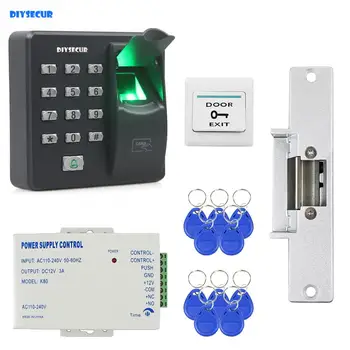DIYSECUR Biometrični čitalnik Prstnih RFID 125KHz Geslo Tipkovnica Vrata za Nadzor Dostopa do Sistema Kit + Stavke Zaklepanje
