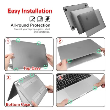 Nov Trdi Lupini PVC Laptop Primeru za Apple MacBook Air Pro Retina 11 12 13 15 cm + Tipkovnico Pokrov + Laptop Torba z Žep
