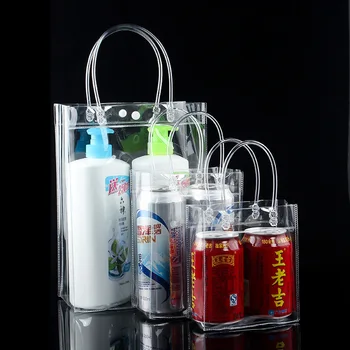 200pcs PVC plastike, darilne vrečke z ročajem plastičnih vino embalaža vrečke jasno torbici pogodbenice prednost vrečko Moda PP Vrečke Z Gumbom