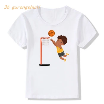 Igranje basketbal otroci oblačila fantje grafični t srajce ljubek mali afro-ameriško otroci t shirt za dekleta tshirt dekle t-shirt