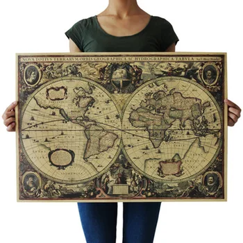 71x50cm Letnik Svetu Old World Map Mat Rjava Papir za Plakat Doma Stenski Dekor
