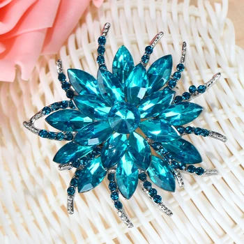 Vintage jezero, modro nosorogovo kristalni cvet broška zatiči banque poroko lepe broške corsage ženske, darila