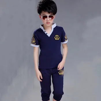 Šport Obleke Najstniških Poletje Fantje Kompleti Oblačil Kratek Rokav T Shirt & Hlače Priložnostne Otroka Fant Obleke