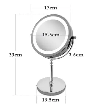 7 Palčni 10x Povečava Krožne Ličila Ogledalo Dvojno Stranicami LED 360-Stopinjski Vrtečih Kozmetično Ogledalo Stojalo Lupo