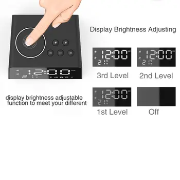 Bluetooth 4.2 Radio Budilka Zvočniki z Dvojno Dremež Ura Polnjenje prek kabla USB Vrata Termometer Zatemniti LED Zaslon za Spalnico
