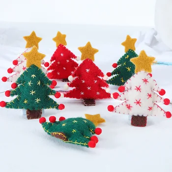 Ročno volne klobučevine DIY Božično drevo majhen obesek Božično drevo venec rattan dodatki, božični okraski za dom 3pcs