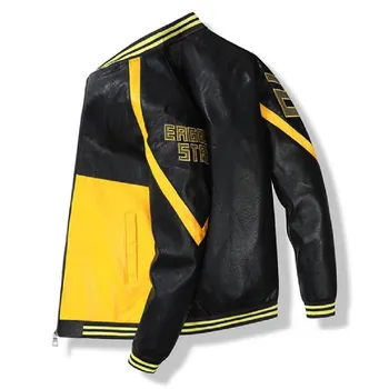 Moška športna jakna Osebnost priljubljena logotip suknjič jeseni street fashion motocikel slog lep mladi PU usnjena jakna