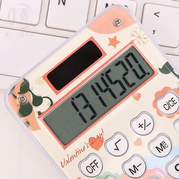 M&G Mini Risanka Žepni Kalkulator Srčkan Ročni Kalkulatorji Rožnato, Solarni Elektronski Kalkulator Urad Kovanec Baterije