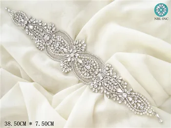 (1PC ) Široko poroko kristalno srebro nosorogovo appliques zlato železo na za poročne obleke oblačilo WDD0766