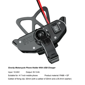 Najnovejši USB 2.4 Polnjenje Težo Kolesa Krmilo Motocikla Rearview Držalo za Telefon za iPhone, Samsung Huawei GPS Podporo Gori