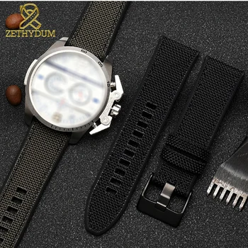 Dvojno stranicami watch trak Platno s silikonsko watchband za DZ4512 DZ7420 DZ4500 DZ4506 watch band 24 28 mm watch zapestnica