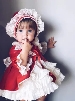 4 KOS Španija Stil Dekle Obleko Royal Kostume Baby Dekle Stranka Princesa Obleko Lolita Božič Oblačila Baby Dekle Oblačila