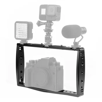 Nov Dvojni Oprijem Ročni Nosilec za Telefon Video Kamero Ploščad Kletko Podvodno Ohišje za GoPro Hero 9 8 7 Stabilizator Fill Light Razširitev
