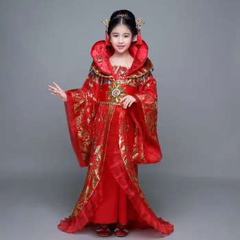 Nov Prihod Rdeče Kitajski Princesa Kostum Otroci Tradicionalno Kitajsko Obleko za Stage Show Otrok Pravljice Chang ' e Ljudskega Plesnega Kostum 89