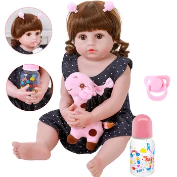 Moda 56 CM Prerojeni Baby Doll Z Kodraste Lase Realne Luštna LUTKA Zelo Mehko Polno Telo Silikonski Lutke Kopel Igrača Darilo za Rojstni dan