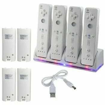 Za Wii Remote Controller 4PCS Baterije za ponovno Polnjenje & Polnilnik Dock Postajo