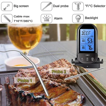 Digitalni Mesa Termometer,Brezžični Daljinski Digitalni Kuhanje Hrane Mesa Termometer Za Kadilec Pečica Kuhinja Bbq Grill Termometer Ins