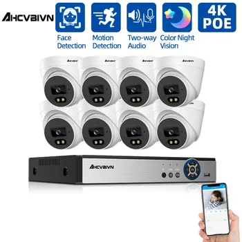 4K 8CH Ultra HD CCTV 8MP IP kamer H. 265+ DVR Komplet z 8MP na Prostem, Doma dvosmerni Avdio Video Varnostno nadzorni Sistem