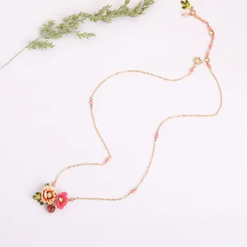 Zimski vrt serije dveh odtenkih emajl cvet cirkon pozlačeno ogrlica choker kratek clavicle verige ogrlica za ženske