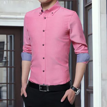 7-Barva moška Oxford Dolgo sleeved Majico Poslovna Moda Klasična Barva Slim Fit Športna Majica Moška Oblačila blagovne Znamke