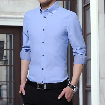 7-Barva moška Oxford Dolgo sleeved Majico Poslovna Moda Klasična Barva Slim Fit Športna Majica Moška Oblačila blagovne Znamke