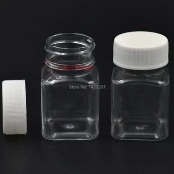 10 Kos / Veliko 60ml Prazno Plastično Stekleničko za Vzorec Shranjevanje Steklenico Obrnite Vijak Pokrov Skp Kvadrat