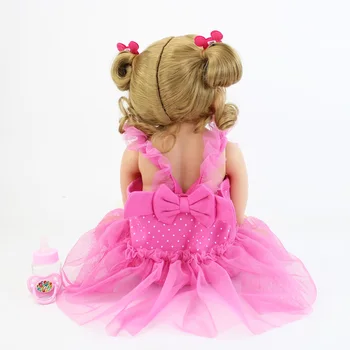 55 cm Polni Silikona Telo Blondinka Prerojeni Baby Doll Igrača Vinil Novorojenčka Princesa Malčka Dojenčki Bebe Dekle Darilo za Rojstni dan Kopajo Igrača