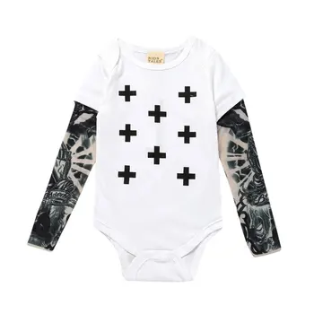 Pomlad Newborn Baby Bodysuit Risanka Tatoo Otroška Oblačila Bombaž Dolgimi Rokavi Za Malčke Dekliška Oblačila Tiskanje Novorojenega Dečka Jumpsuit