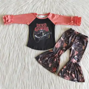Moda Otroci Oblačila, ki Dekleta T-shirt Tunika Vrh Bell-dno Dolge Hlače Pomlad Poletje Otroške Obleke