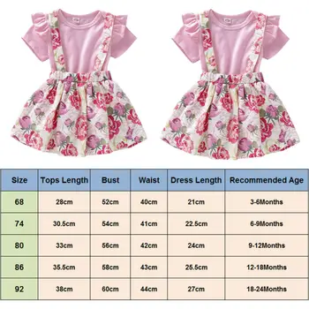 Newborn Baby Dekleta Ruffle Vrhovi Cvetlični Trak Krilo Otroci 3Pcs Obleko Obleke Set