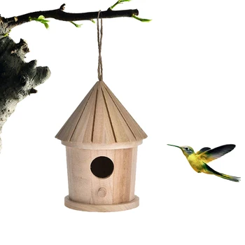 Lesene Ptičje Gnezdo Visi Bird House Naravnih Lesenih Ptičje Kletke, počivališče za Ptice Prostem Birdhouse
