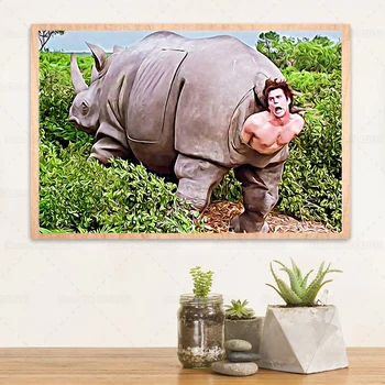 Ace Ventura Plakat Rhino Scene Platno Slikarstvo Smešno Plakati Wall Art Okras