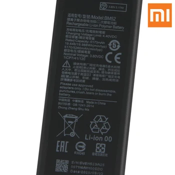 Xiao Mi Prvotno BM52 Baterija Za Xiaomi CC9 PRO NOTE10 Opomba 10 Mi Opomba 10 Pro Originalne Nadomestne Baterije Telefona 5260mAh