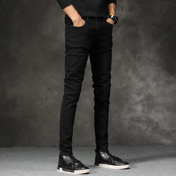 2018 Pomlad Nove moške Kavbojke, Črno Klasičen Modni Oblikovalec Denim Skinny Jeans moške priložnostne Visoke Kakovosti Slim Fit Hlače