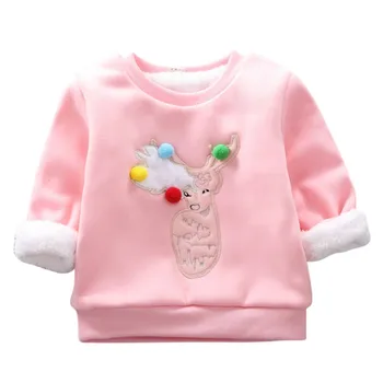 Pozimi Otroci Sweatshirts Baby Boy Girl Risanka Božič Vzorec Dolg Rokav Bombaž Majica Priložnostne Malčka Vrhnja Oblačila