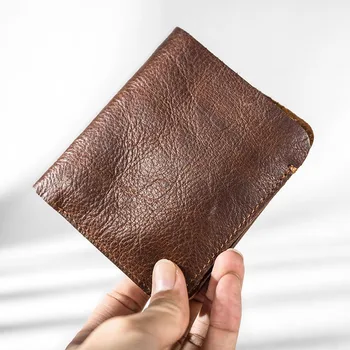 AETOO Usnje preprost denarnice, ročno glavo plast cowhide denarnica, moška literarni retro kratek denarnice