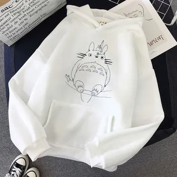 Totoro Tiskanja Ženske Hoodie 2020 Smešno Pozimi Gothic Hoodies Znoj Femme Anime Vrhovi Ženski Harajuku Prevelik Pulover Ins Oblačila