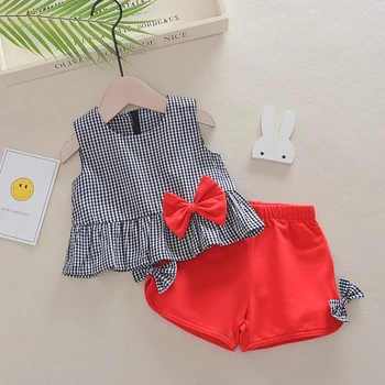 2019 dojencek dekliška oblačila iz novih poletje novorojenčka predalčni natisni t-hirt+hlače 2pcs lok dojenčka moda malčka dekle oblačila, ki