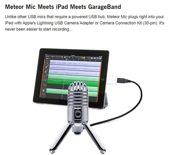 Strokovno Samson Meteor Mic USB Cardioid Studio Mikrofon s 3 Krat nazaj, noge Iger Mikrofon Pretakanje Snemanje MIC