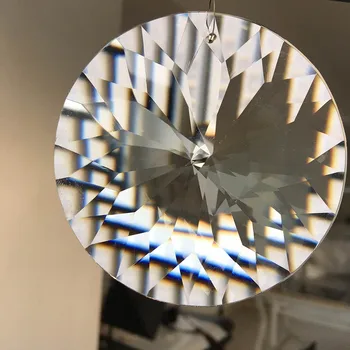 80 mm KRISTALNO Prizmo Suncatcher Lestenec Obesek Stekla Art DIY Visi NLP Disk Puščico Glavo Cut Drevo Ornament