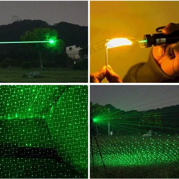 Zeleni Laserski kazalnik Taktično 532nm Visoko zmogljiva Naprava, Nastavljiv Fokus Laserji 303 Lazer Pogled Z Baterijo in Polnilnik
